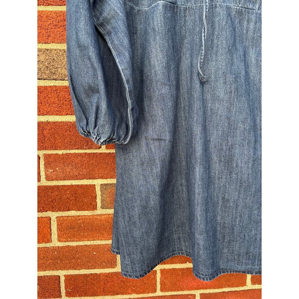 Old Navy Chambray Denim Dress Medium 100% Cotton Long Sleeve Boho Cottagecore - Picture 7 of 11